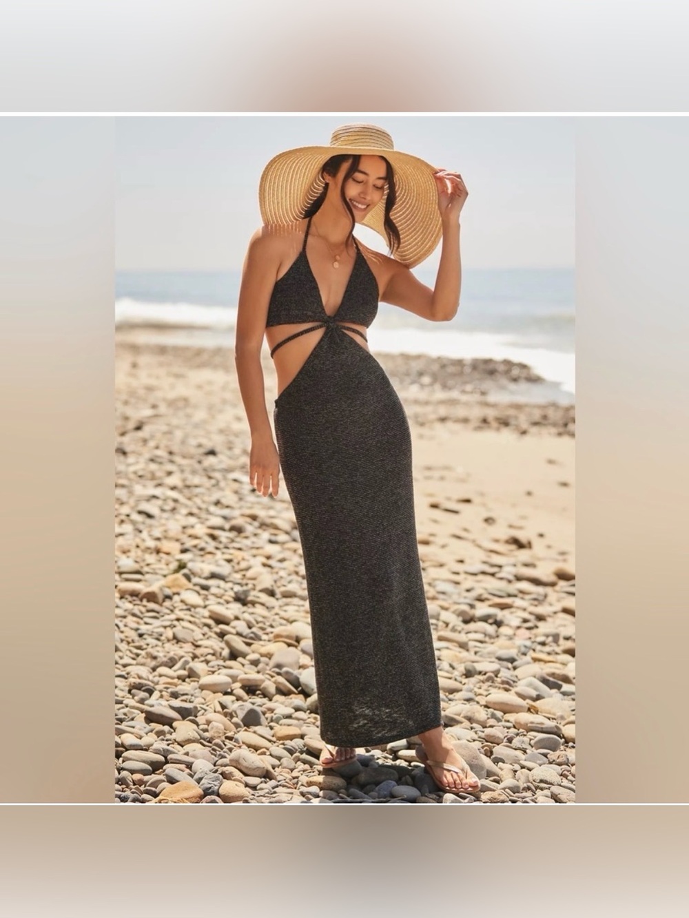 Peixoto oliver metallic cut out dress
